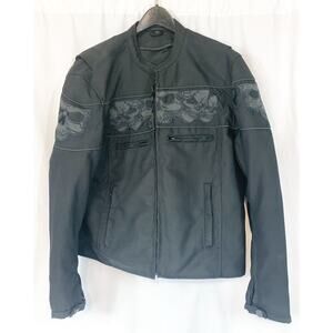 Milwaukee Leather Crossover Textile Motorcycle Jacket Reflective Skulls Sz Large